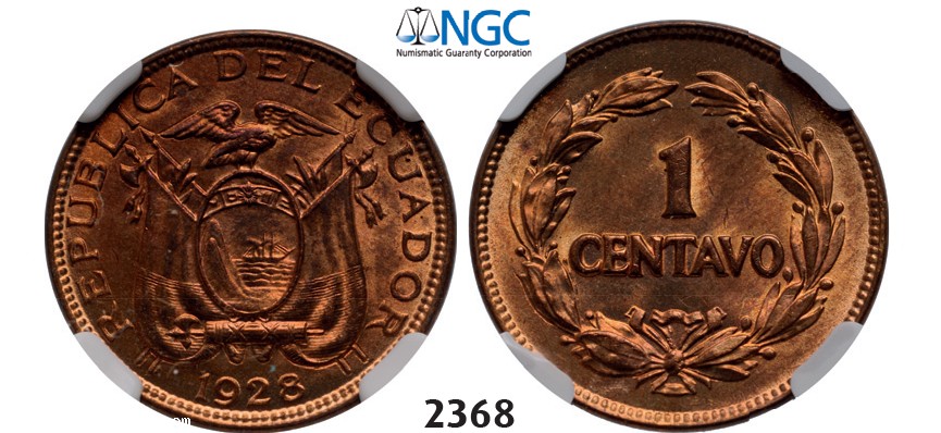 Lot: 2368. Ecuador, Centavo 1928, Bronze