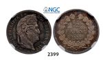 Lot: 2399. France, Louis Philippe, 1830-1848, ½ Franc 1833-A, Paris, Silver, NGC MS65