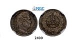 Lot: 2400. France, Louis Philippe, 1830-1848, ¼ Franc 1835-A, Paris, Silver , NGC MS62