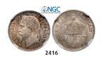 Lot: 2416. France, Napoleon III, 1852-1870, 50 Centimes 1867-BB, Strasbourg, Silver, NGC MS65