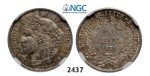 Lot: 2437. France, Third Republic, 1871-1940, 50 Centimes 1871-A, Paris, Silver, NGC MS62