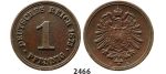 Lot: 2466. Germany, Empire, standard coinage, Wilhelm I, 1871-1888, 1 Pfennig 1873-A, Berlin, Copper, NGC VF35BN