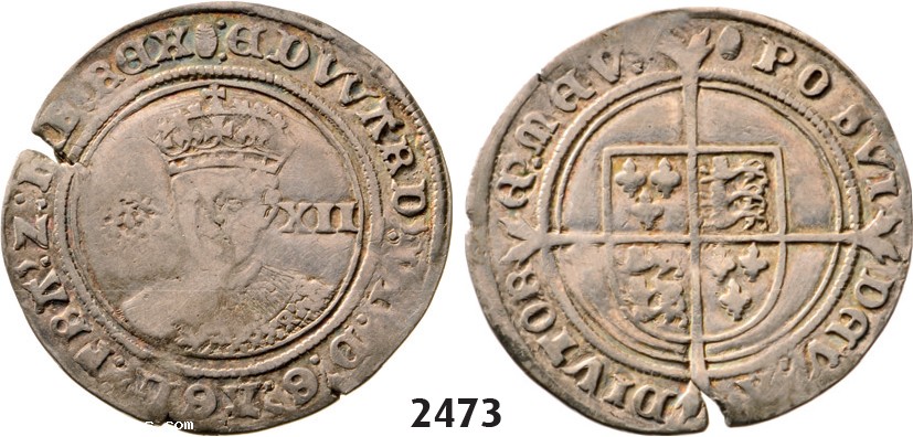 Lot: 2473. Great Britain, Edward VI, 1547-1553 , Shilling, No date (Struck 1551-1553) London, Silver
