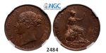 Lot: 2484. Great Britain, Victoria, 1837-1901, ½ Penny 1854, Copper, NGC MS62RB