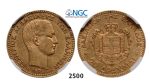 Lot: 2500. Greece, George I, 1863­-1913, 20 Drachmai 1876-­A, Paris, GOLD, NGC AU55