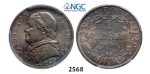 Lot: 2568. Italy, Papal States, Pius IX, 1846-1878, Lira 1866-R (XXI) Rome, Silver, NGC AU58