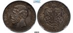 Lot: 2803. Romania, Carol I, 1866­-1914, 5 Lei 1880-­B, Bucharest, Silver (25.00g) “Name near bust”NGC AU58