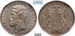 Lot: 2805. Romania, Carol I, 1866-1914, 5 Lei 1880-B, Bucharest, Silver, NGC AU55