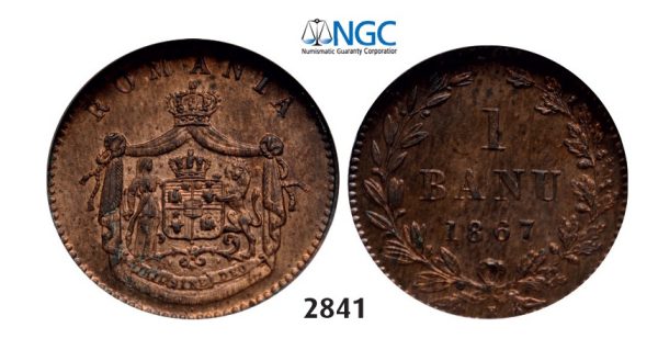 Lot: 2841. Romania, Carol I, 1866-1914, Banu 1867 Heaton, Birmingham, Copper, NGC MS64RB