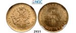 Lot: 2931. Russia, For Finland, 10 Markaa 1881­-S, Helsingfors, GOLD, NGC MS64