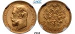 Lot: 2938. Russia, Nicholas II, 1894-­1918, 5 Roubles (Rubel) 1909 (ЭБ) St. Petersburg, GOLD, NGC MS65