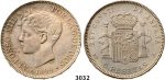 Lot: 3032. Spain, Alfonso XIII, 1886-1931, 5 Pesetas 1899 (99) SGV, Valencia, Silver