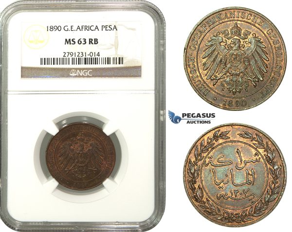 M10, German East Africa (DOA) Pesa 1890, NGC MS63RB