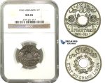 M13, Lebanon, 1 Piastre 1936, Paris, NGC MS65