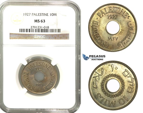 M14, Palestine, 10 Mils 1927, NGC MS63