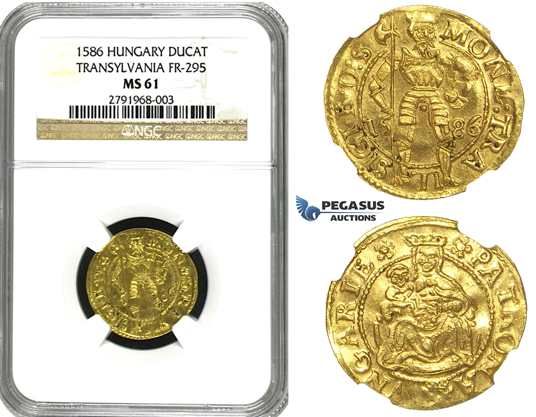 M29, Transylvania, Sigismund Bathori, Ducat 1586, Hermannstadt, Gold (3.48g) NGC MS61