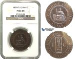 M46, French Indo-China (Vietnam) 1 Centime 1889-A, Paris, NGC PF66BN (Pop 1/1, Finest) Rare!