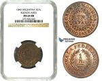 M64, Argentina, Buenos Aires, Real 1840, NGC MS64RB (Pop 1/1, Finest)