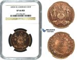 M65, British North Borneo, 1 Cent 1890-H, Heaton, NGC SP66RD (Rare so Fine)