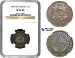 M66, British North Borneo, 1/2 Cent 1885-H, Heaton, NGC SP64BN (Pop 1/1, first to be graded "SP") Very Rare!