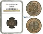 M67, British North Borneo, 1/2 Cent 1891-H, Heaton, NGC MS64BN