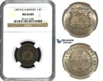 M68, British North Borneo, 1/2 Cent 1907-H, Heaton, NGC MS64BN, Rare Date!