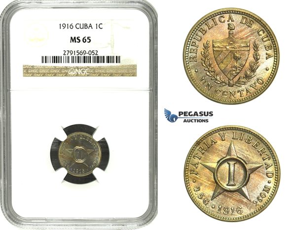 M89, Cuba, 1 Centavo 1916, NGC MS65