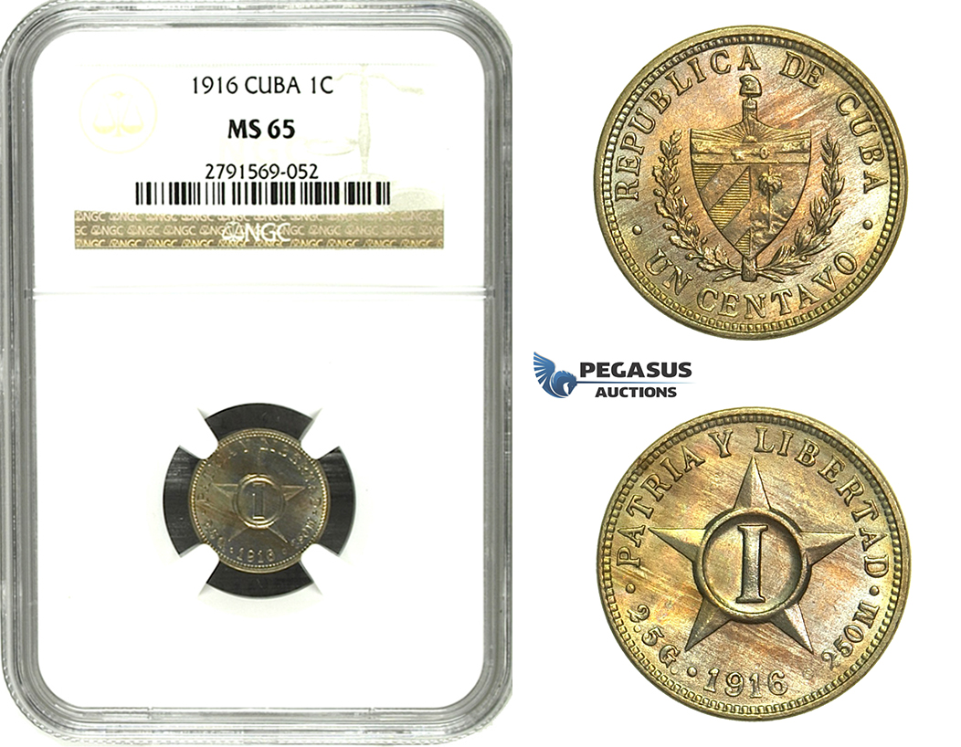 M89, Cuba, 1 Centavo 1916, NGC MS65