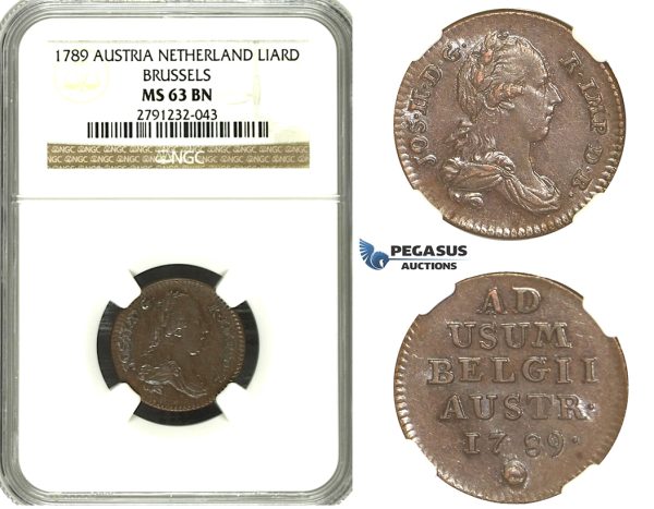 N11, Austria Netherlands, Joseph II, Liard 1789, Brussels, NGC MS63BN