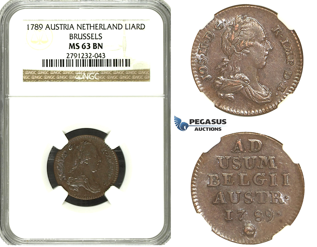N11, Austria Netherlands, Joseph II, Liard 1789, Brussels, NGC MS63BN