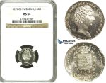 N66, Sweden, Carl XIV, 1/16 Riksdaler 1835 CB, Stockholm, Silver, NGC MS64