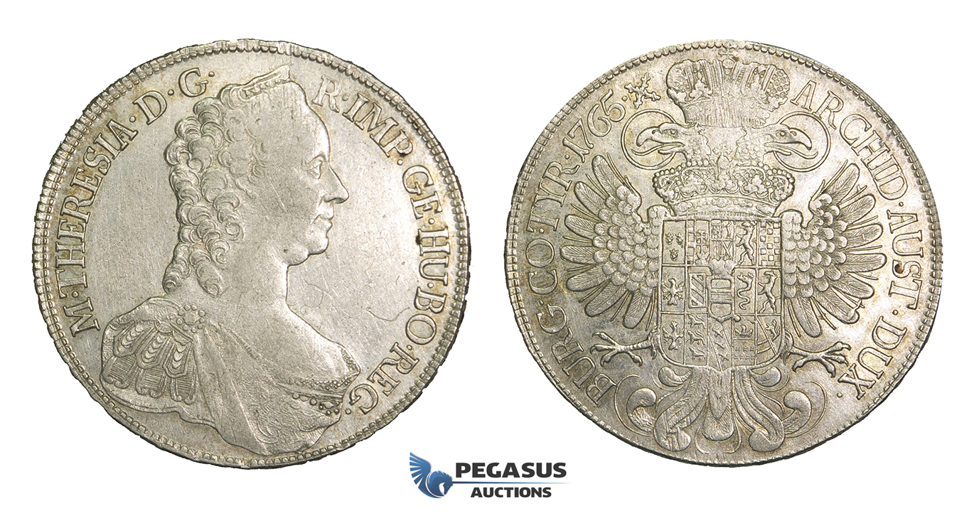 N98, Austria, Maria Theresia, Taler 1765, Vienna, Silver (28.05g) Very Nice (Cleaned long ago)