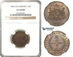 N99, British North Borneo, ½ Cent 1886-H, Heaton, NGC AU58BN