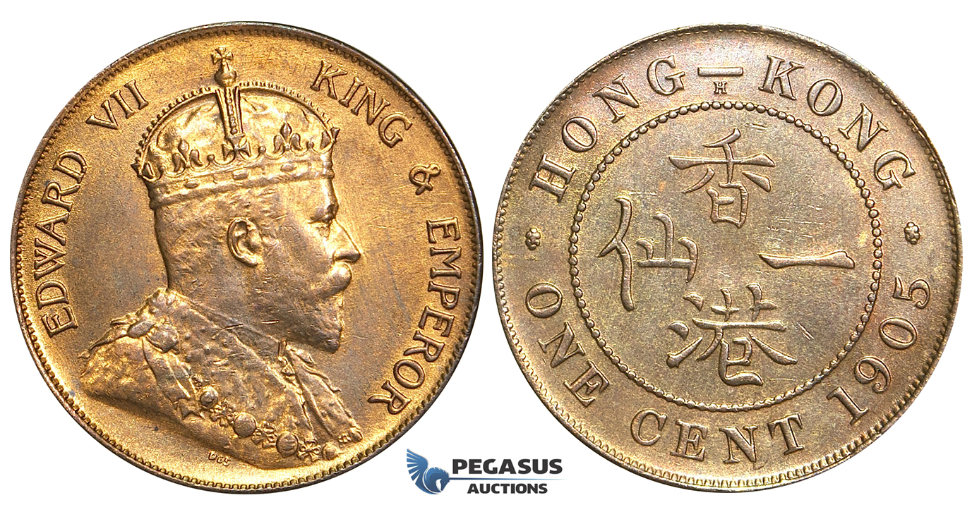 O101, Hong Kong, Edward VII, Cent 1905-H, Heaton, High Grade!