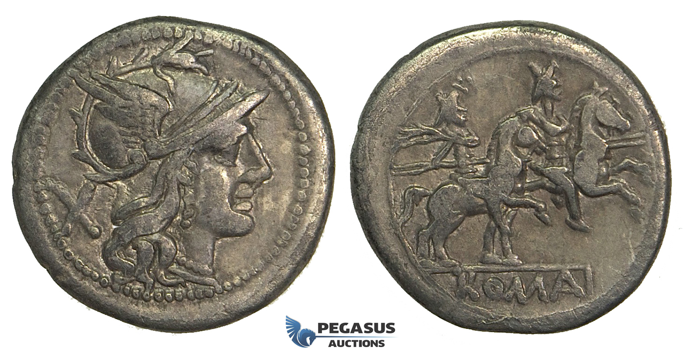 O40, Roman Republic, Anonymous (211-208 BC) AR Denarius (3.68g) Rome, Dioscuri, Nice!