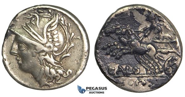 O47, Roman Republic, C. Coilius Caldus (104 BC) AR Denarius (3.81g) Rome, Biga