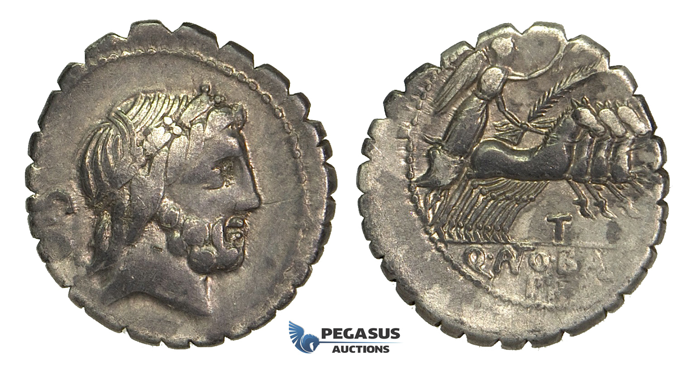 O52, Roman Republic, Q. Antonius Balbus (83-82 BC) AR Denarius Serratus (3.76g) Rome, Quadriga