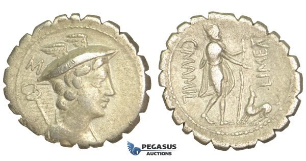 O53, Roman Republic, C. Mamilius Limetanus (82 BC) AR Denarius Serratus (3.91g) Rome, Ulysses