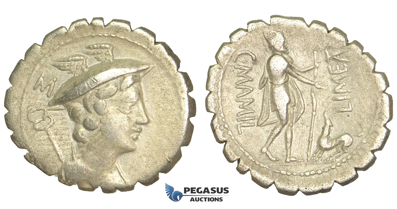 O53, Roman Republic, C. Mamilius Limetanus (82 BC) AR Denarius Serratus (3.91g) Rome, Ulysses