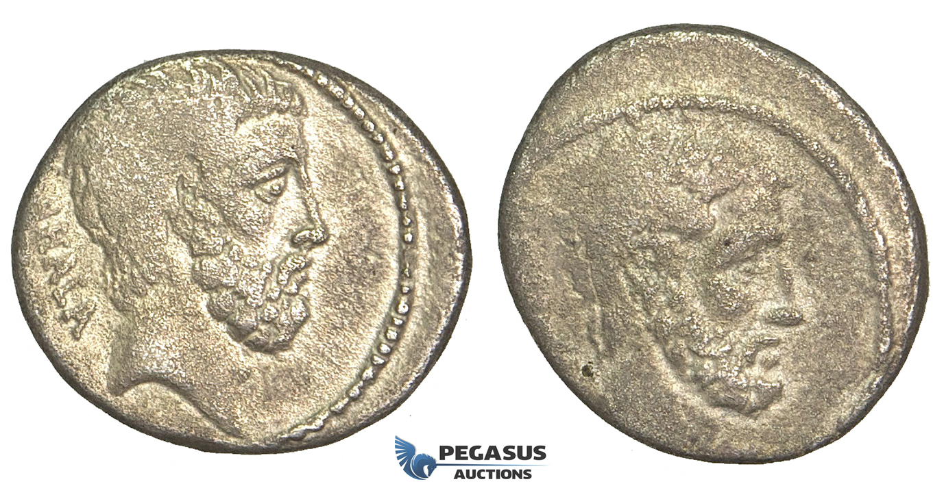 O57, Roman Republic, Q. Servilius Caepio (M. Junius) Brutus (54 BC) AR Denarius (3.77g) Rare!