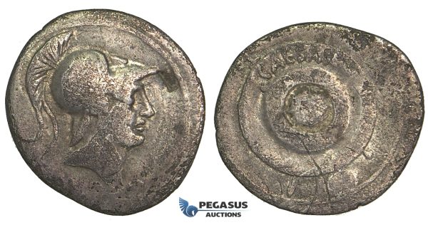 O60, Roman Imperatorial, The Triumvirs, Octavian. (30-29 BC) AR Denarius (2.79g) Italy, Mars, Rare!