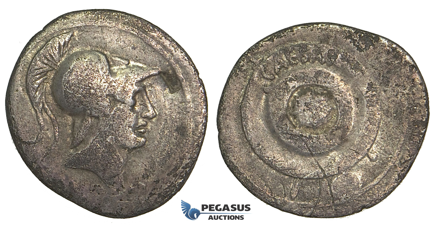 O60, Roman Imperatorial, The Triumvirs, Octavian. (30-29 BC) AR Denarius (2.79g) Italy, Mars, Rare!