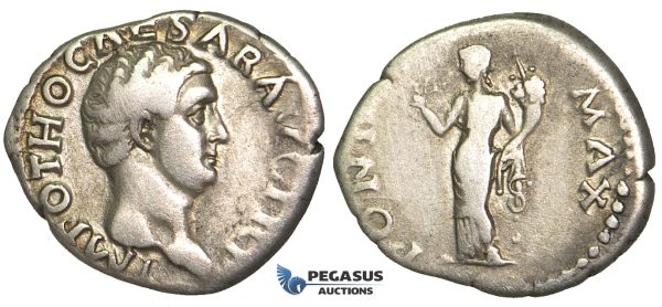 O63, Roman Empire, Otho (69 AD) AR Denarius (3.28g) Rome, CERES, Rare!