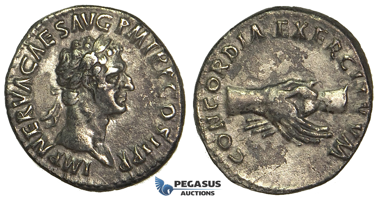 O67, Roman Empire, Nerva (96-98 AD) AR Denarius (3.30g) Struck 97 AD, Rome