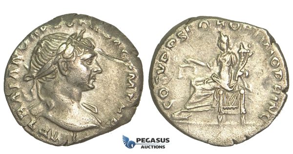 O71, Roman Empire, Trajan (98-117 AD) AR Denarius (3.43g) Struck 103 AD, Rome, Aequitas