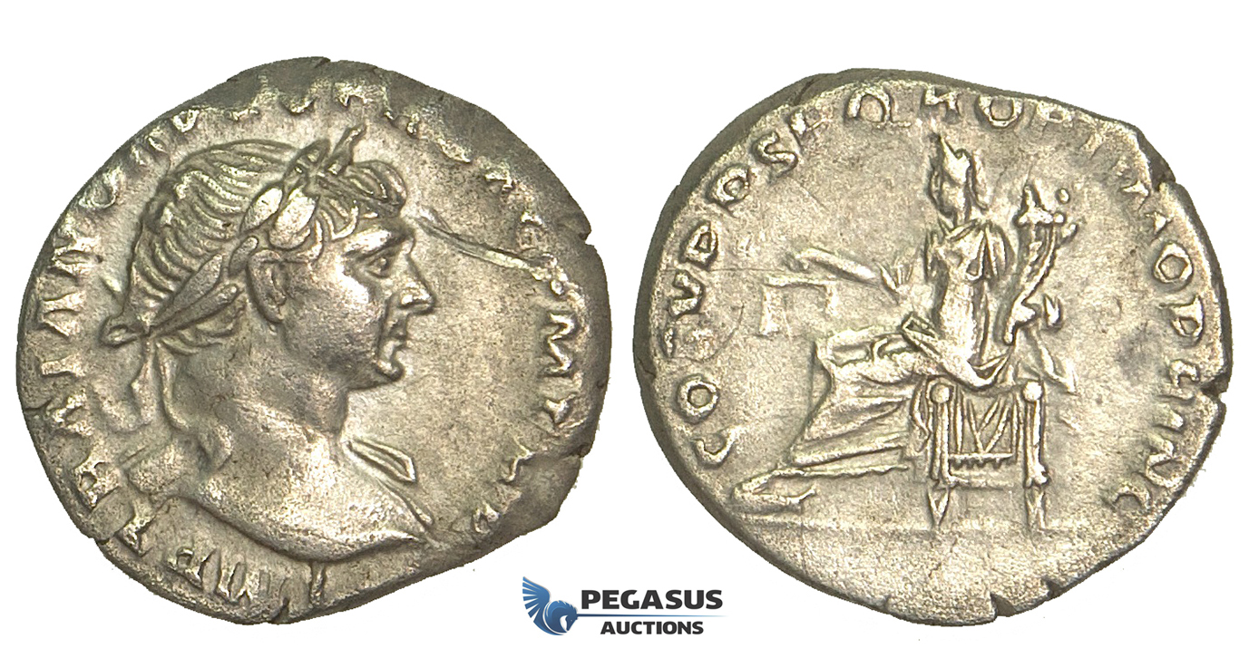 O71, Roman Empire, Trajan (98-117 AD) AR Denarius (3.43g) Struck 103 AD, Rome, Aequitas
