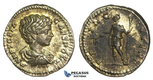 O76, Roman Empire, Geta, Caesar (198-209 AD) AR Denarius (2.98g) Rome