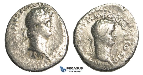O82, Roman Provincial, Caesarea, Claudius with Nero (54-68 AD) AR Denarius (2.90g) Cappadocia, struck 56-58 AD, Rare!