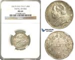 O86, Italy, Papal States, Pius IX, Lira 1867-R (XXII) Rome, Silver, NGC MS64 (Pop 1/2, No finer)
