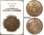 O88, Portugal, Azores, 20 Reis 1866, NGC MS63RB